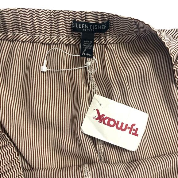 Eileen Fisher Women’s Silk Wide Leg Crop Pants Brown Stripe Petite Large - Picture 8 of 15